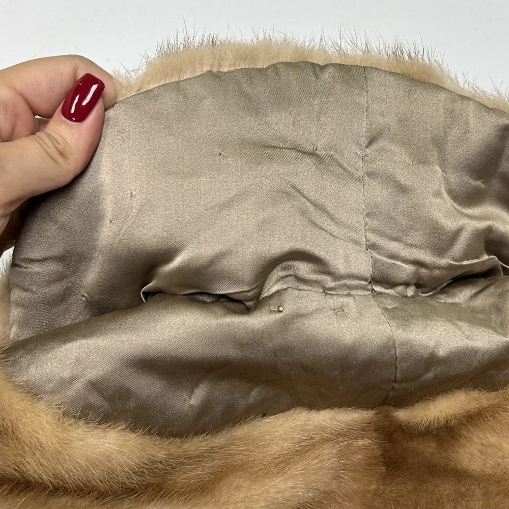 Unbranded Fur Stole Wrap Womens OS Brown Vintage Mink Style Shawl Collar D1